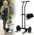 Adjustable Plant Caddy with Wheels, Heavy Duty Plant Dolly Cart w/Grab Arm and Strap Dual Protection, Garden Potted Plant Mover Dolly for Planter Flower Pots Indoor Outdoor, Supports 175lbs, Black