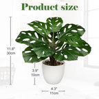 Hollyone Artificial Monstera Plant Faux Monstera Plant Potted Fake Tropical Plants Potted for Indoor Outdoor Home Desk Office Garden Farmhouse Decoration