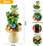Frog Statues for Garden,Mushroom Frog Statue Solar Garden Statues with 5 LED Lights,for Lawn Patio Porch Yard Decor Gifts for Women/Mom/Grandma