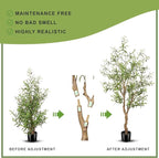 Artificial Olive Tree 6ft -Tall Fake Potted Olive Silk Tree with Planter Natural Olive Branches and Realistic Leaves - Faux Olive Tree for Home House Office Decor Indoor