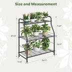 Simple Trending Plant Stand Indoor Outdoor, Plant Shelf for Multiple Pots Metal, 3 Tiers Large Plant Holder for Living Room Garden Balcony