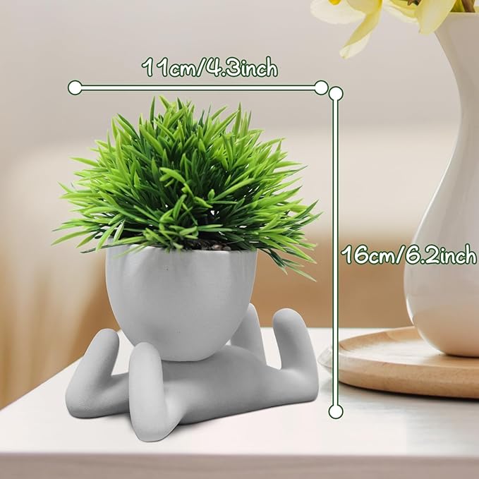 Zerzsy Faux Succulents in Cement Pots Potted Mini Fake Plants for Desk Decoration, Kitchen Shelf Decor, Office Decor for Women, Bathroom Shelf Plant Decor - Set of 1