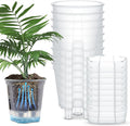 Wonderjune Self Watering Pots for Indoor Plants with Deep Reservoir and High Drainage Holes for Outdoor Plants and Flowers, Bare Root Planter(7.09'',Clear,9 Pcs)