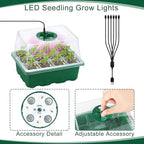 Hahood 6 Pack Seed Starter Tray Kit with Grow Light and Seedling Heat Mat 72 Cells Seed Starter Tray with Humidity Dome and Base Plastic Plant Growing Germination Trays for Seed Propagation, Green
