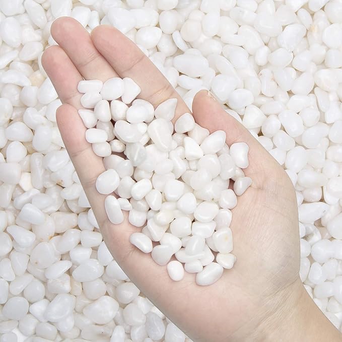 Natural Polished Decorative White Pebbles - Small Stones 3/8" Gravel Size,River Rocks Pebbles for Plants, Home DIY Decor,Aquarium Gravel,Vase Fillers,Fairy Garden,Landscaping Outdoor Stones.