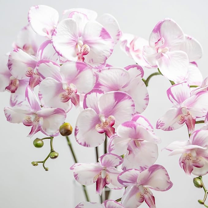 DUYONE 35 Inch Artificial Butterfly Orchid Flowers 4 Pcs softTouch Orchid Fake Phalaenopsis Flowers Stem Plants for Wedding Home Decoration (Light Purple 4pcs)