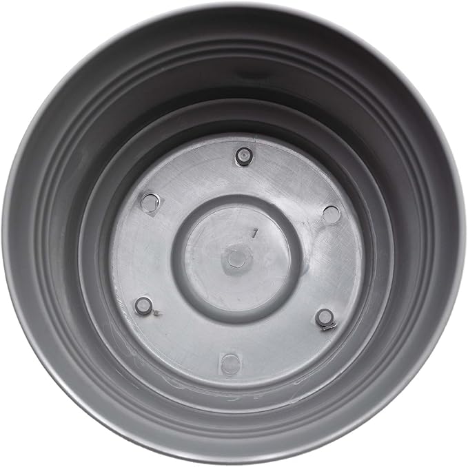 Bloem Saturn 14" Charcoal Round Resin Planter Pot with Snap-in Saucer for Indoor and Outdoor Gardening