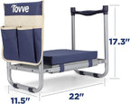 Tovve Foldable Garden Kneeler and Seat, Heavy Duty Garden Stool with 10" Wide Detachable Kneeling Pad, Portable Garden Bench Chair with Large Garden Tool Bag, Gardening Gifts for Women, Seniors, Mom