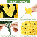ATTGREAT Artificial Bougainvillea for Outdoors Faux Plants UV Resistant Flowers Fake Plastic Plants Realistic Silk Flowers for Porch Planter Garden Outside Hanging Decoration, 2Pcs (Yellow)