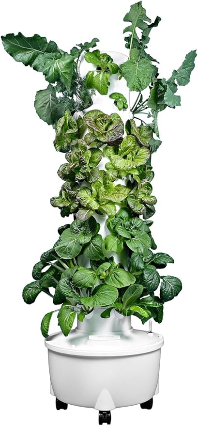 HX Aeroponic Tower | High Capacity Tower | Hydroponics Growing System Kit | Food Grade with 40 Net Pots (Without Lights)