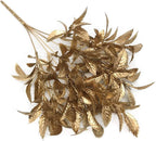 PASYOU Artificial Plants for Christmas Decor, Plastic Grass Fake Shrubs Simulation Leaves Indoor Outdoor Home Garden Planter Filler Party Hotel Verandah Wedding Faux DIY Decoration - Gold 4 Pack