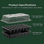 Gardzen 10-Set Garden Propagator Set, Seed Tray Kits with 400-Cell, Seed Starter Tray with Dome and Base 15" x 9" (40-Cell Per Tray)