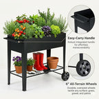 31.5" Tall Raised Garden Bed with Wheels, Extra 15.7" W Planter Box (400 lbs Loads) with Storage Shelf & Handle,Heavy Duty Metal Garden Planter for Vegetables, Herbs & Flowers, Patio & Balcony