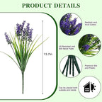 CEWOR Outdoor Artificial Flowers UV Resistant 12pcs Fake Monkey Grass with Flowers Faux Plants for Garden Porch Window Patio Planter Pathway