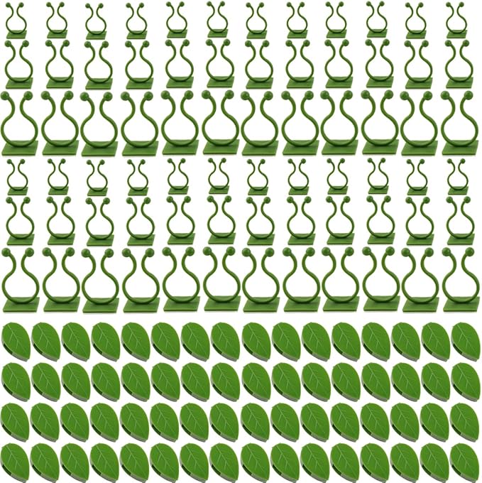 GXXMEI 200PCS Plant Climbing Wall Fixture Clips Self-Adhesive Hook Vines Traction Clips Invisible Holder Garden Green Leaf Simulation Self-Adhesive Hook Wire Fixing Supporting
