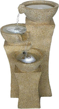 Veneto - 26" Three Bowl Cascading Waterfall Rock Fountain with LEDs