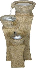 Veneto - 26" Three Bowl Cascading Waterfall Rock Fountain with LEDs