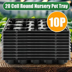 RooTrimmer 20 Cell Plant Trays for Carrying 3 inch Round Nursery Pots, Sturdy Plastic Trays Suitable for Holding 200 pcs Peat Pots (10 Packs)