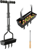 vanpein Lawn Aerator Garden Tool with Soil Core Tray, 38” Manual Grass Plug Aerators, Coring Aeration Tools for Gardening, Soil Compaction, Lawn Yard Care