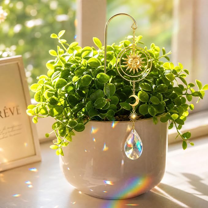 260 Pcs DIY Suncatcher Kits for Adults, Crystal Suncatcher Plant Decorations for Pots, Gold Garden Suncatchers for Windows Hanging Indoor Small Potted Plant Trellis, Sun Catcher Making Suppliers