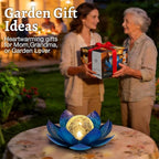 Huaxu Solar Lights Outdoor Garden Decoration Crackle Globe Glass Waterproof LED Metal Blue Lotus Flowers Gift for Mom,Women,Patio,Lawn,Walkway,Tabletop,Ground