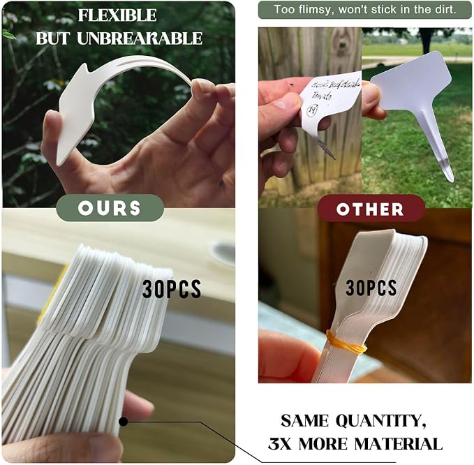 200 Pcs Thick T-Type Plant Labels, 4 Inch Waterproof PP Hard Plastic Garden Markers, Reusable Nursery Tag Stakes for Indoor Outdoor Potted Plants, Seedlings, Flowers, Vegetables & Herbs(Purple)