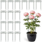 Geelin 15 Pack Peony Cages and Supports 12'' Dx 24'' H Grow Through Metal Plant Supports Frame Rings Hoops for Outdoor Plants Peony Flowers Tomato Rose(Green)