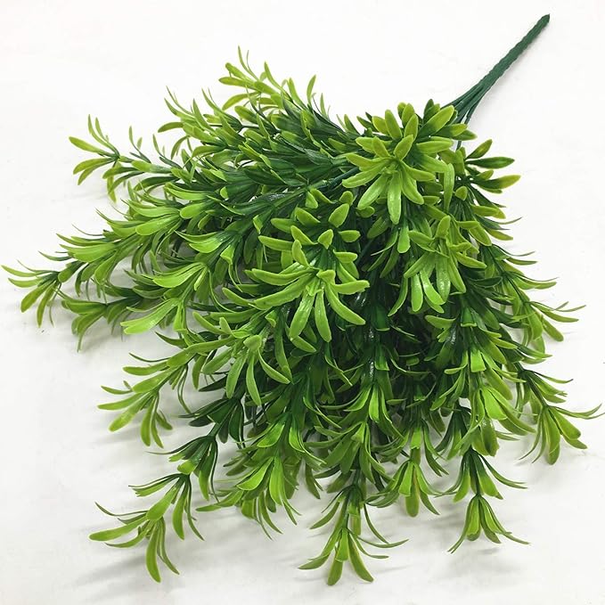PASYOU Artificial Plants Shrubs, Plastic Shrub Fake Bushes Grass Greenery Leaves Bush Indoor Outdoor Home Garden Party Verandah Wedding Décor DIY Table Arrangement Decoration Planter Filler 2 Pcs