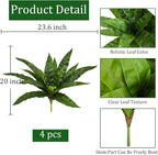 4Pcs Fake Ferns,Faux Outdoor Plants UV Resistant,3D Real Touch Fake Plants Total 60 Blades,Weatherproof Artificial Plants Outdoor Indoor for Garden Porch Home Office Living Room Decor