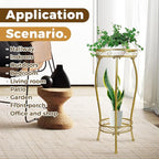 Plant Stand Indoor Outdoor，Tall Gold Metal Rustproof Stable Plant Stands，2 Tier 27.1 inch Multiple Plant Rack Holder Rack Flower Pot Stand Heavy Duty Plant Shelf (Gold)
