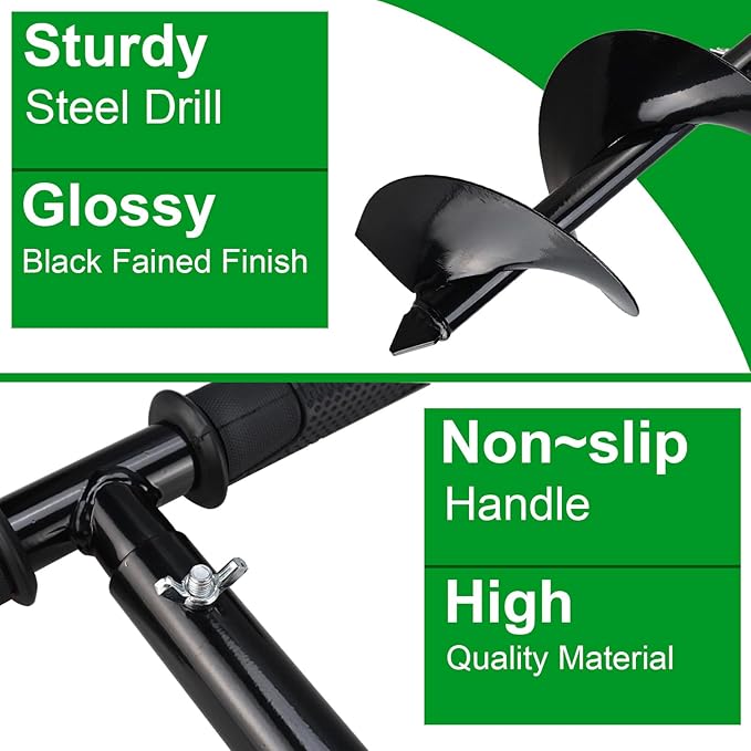 RealPlus Hand Auger Post Hole Digger 6" x 33" Garden Hole Digger Tool Large Manual Earth Auger Drill for Deep Cultivating Seedlings Planting Trees