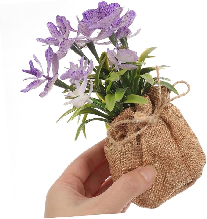 PRETYZOOM Artificial Phalaenopsis Orchid Pot Realistic Fake Flower Arrangement for Home and Office Decor Low Maintenance Centerpiece for Bedroom Living Room Kitchen and Balcony
