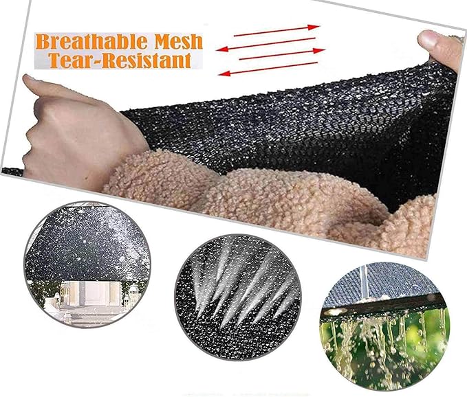 Garden Shade Cloth for Plants Heat Protection Shade Net 90% Sunblock Shade Cloth, Shade Net for Pergola Privacy Net for Garden, Greenhouse, Patios, Privacy Netting,black-4x4m