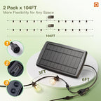 addlon 204FT(2 Pack*102FT) Solar String Lights Waterproof, Patio Lights Solar Powered with Remote & USB Port, 3 Lighting Modes 60+4 LED Shatterproof Bulbs Outdoor Light for Camping Backyard Garden