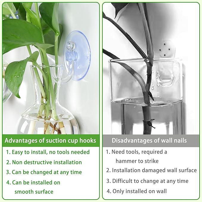 Bunmery 6 pcs Window Propagation Stations, Easy to Install Plant Propagation Bulbs with Suckion Cups, No Nails Wall Hanging Planter Propagation Station, Glass Plant Terrarium Vase