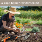 Weed Puller Tool with Work Gloves, Reinforced 4-Teeth Stainless Steel Hand Weeder — Deep Root Removal, Durable Garden Weeding Tool for Backyard Farm Raised Bed 14.2inch