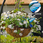 CRASPIRE 2 Styles Bird Plant Decoration Hummingbird Flower Pot Suncatcher Acrylic Garden Stake Hanger Decor Blue Yellow Butterflies Catcher Hugger for Art Indoor Outdoor Patio Pots Yard Farmhouse