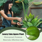 Artificial Agave Plants, Realistic UV Resistant Fake Aesthetic Plants for Outdoor Indoor, Home Decor for Garden, Porch, Doorway, Patio (2PCS, Green, Large)