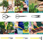 Bonsai Tools Set 13Pcs, Bonsai Essentials with PU Leather Bag, High Carbon Steel Succulent Trimming Kit, for Pruning, Raking, Training Plants, Ideal Gardening Gifts