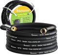 Garden Hose 50 ft x 5/8 in Heavy Duty Water Hose, Flexible and Durable, Lightweight Rubber Hybrid Hose, Leak-Free Connections, Male to Female 3/4'' Brass Fittings for Patio, Lawn, Black