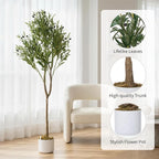 4.3FT Olive Trees Artificial Indoor, Potted Fake Olive Tree with Silk Leaves & 44 Fruits, Decorative Floor Plant for Living Room Indoor Outdoor Office Decor