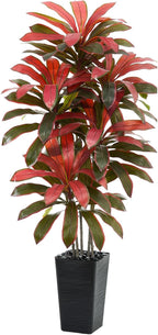 Artificial Dracaena Tree：5FT Faux Silk Tropical Yucca Floor Trees Realistic Fake Green Plant with Natural Wood Trunk & Lifelike Leaves for Home Office Decor Indoor & Outdoor (5FT,1-Pack,Black)