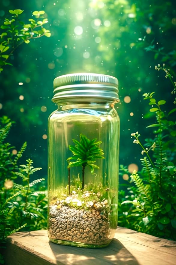 Live Little Tree Terrarium Kit, Self-Sustaining DIY Tree Moss Terrarium, Indoor Low Maintenance, Home and Office Décor (DIY Kit)