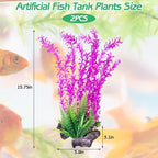 Hamiledyi Aquarium Plastic Plants Aquarium Decor Artificial Fish Tank Plants Lifelike Tall Fish Tank Decorations Aquarium Plant Suitable for Saltwater and Freshwater 15.7in 2pcs