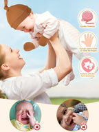 Geyoga 12 Pieces Newborn Hat Mittens Gloves Set Baby Boys Girls Cotton Baby Beanie for 0-12 Months
