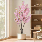 Faux Pink Cherry Blossom Tree 6.5ft(78in) Tall Artificial Plant Indoor Decor Handmade Natural Fake Sakura Tree for Wedding Realistic Silk Cherry Floral in Pot for Home Living Room,Office,Outdoor Decor