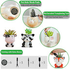 Melphoe 6Pcs Air Plant Holders Cartoon Shaped Small Succulent Pot Animal Planter Small Ceramic Pot Drainage for Mini Plant Cactus Flower, Tillandsia Air Fern, Display Stand Home, Office Desktop
