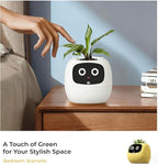 Smart Pet Planter, Smart Plant Pot, With Artificial Intelligence, Time Weather Display, And Multiple Expressions Animation,Lovely Plant Companion, For Desktop Decoration, Gifts,Plant-Free (Ivory)