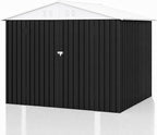 Polar Aurora Outdoor Storage Shed, Metal Garden Shed with Updated Frame Structure, Tool Sheds for Backyard Garden Patio Lawn (White, 6x8 FT)