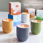 Modern Sprout - 2-in-1 Soy Candle & Planter Set - Patio Goals 3-Pack (Bug-Repelling Citronella, Rosemary, Cedarwood, Mint) 6 Oz Outdoor Scented Candles with Marigold Seeds - 38–40 Hour Burn